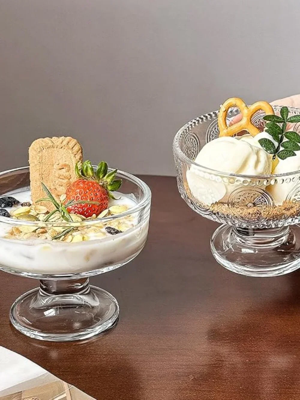 Ice Cream Cups, Glass Dessert Bowls Set of 5